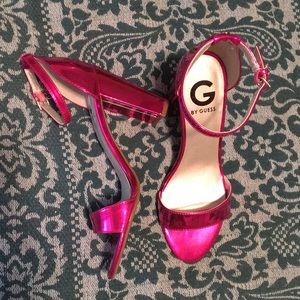 Holographic Hot Pink Block Heels